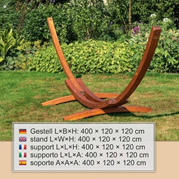 Holz sibirische L/ärche wetterfest Gestell Madagaskar braun ohne H/ängematte Ampel 24 XL Outdoor H/ängemattengestell 400 cm